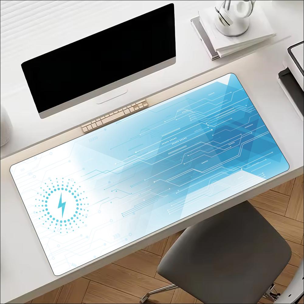 Office Tech Set Up - Blue Tech Circuit Gear Pattern Erweitertes