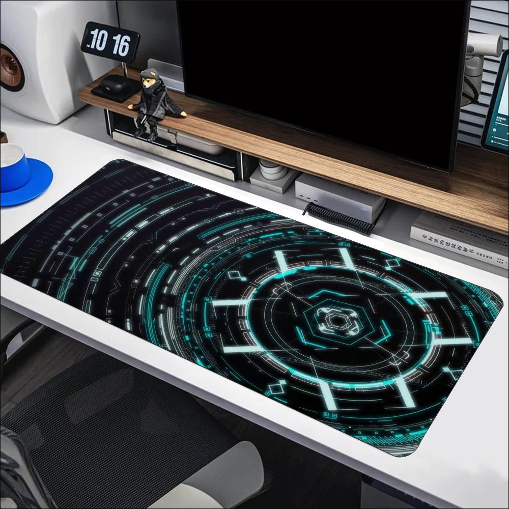 Office Tech Set Up - Blue Cyan Tech Circuit Circle Großes