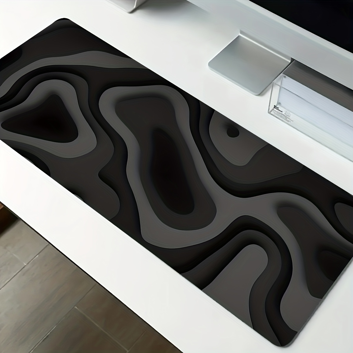 Office Desk Tech Accessories - Schwarz-Graues Wirbel-Design Großes Mauspad Schreibtischunterlage Gaming-Pad