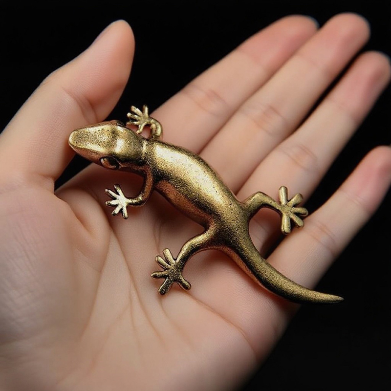 Office Desk Tech Accessories - Handgemachte Bronze Retro Gecko Eidechse Chamäleon